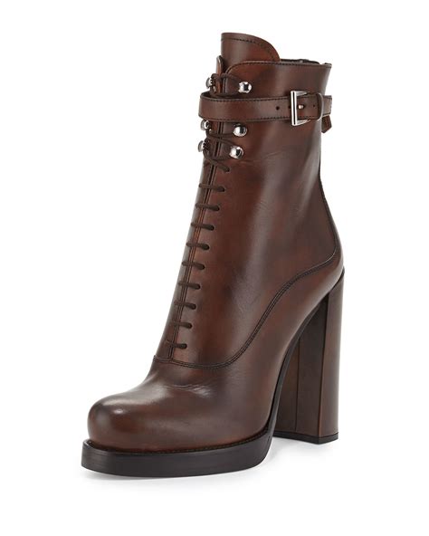 prada lace up patent leather ankle boots|prada ankle length leather boots.